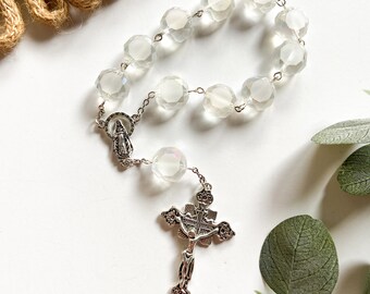 Clear Flat Faceted One-Decade Rosary