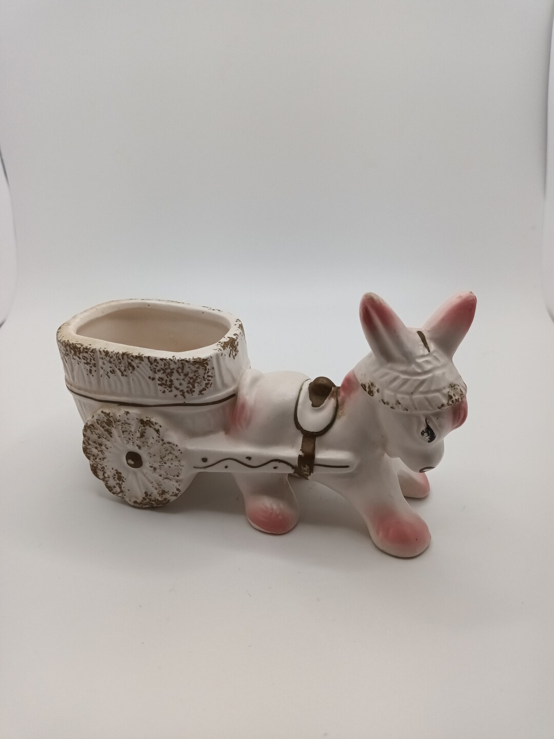 Vintage Napcoware Donkey Pulling Cart Ceramic Planter Etsy