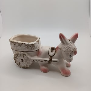 Vintage Napcoware Donkey Pulling Cart Ceramic Planter