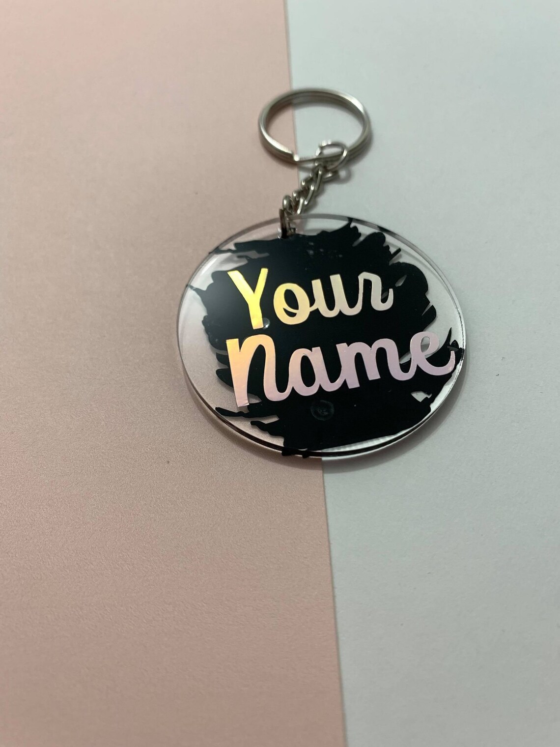 Personalized Holographic Acrylic Keychain Etsy