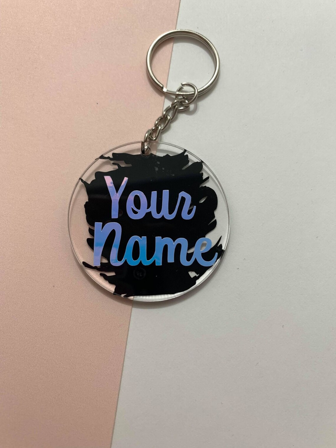 Personalized Holographic Acrylic Keychain Etsy