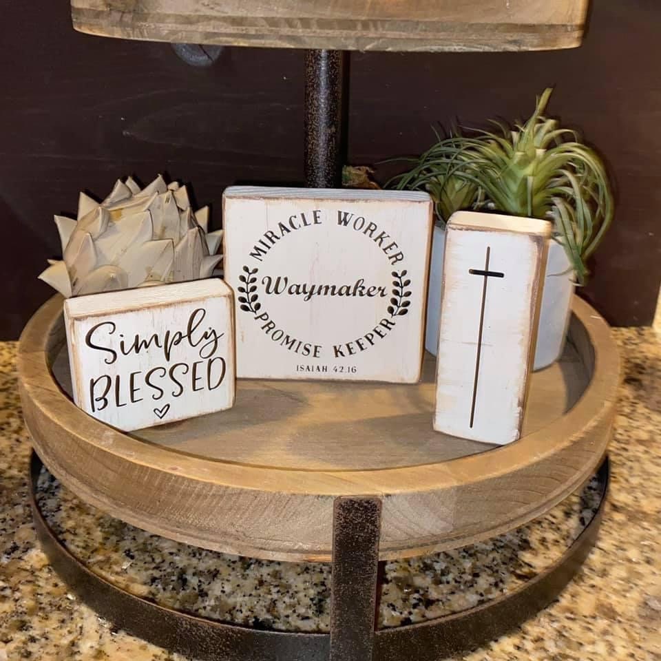 Set of 3 Mini Wood Signs Tiered Tray Signs Wood Signs Etsy