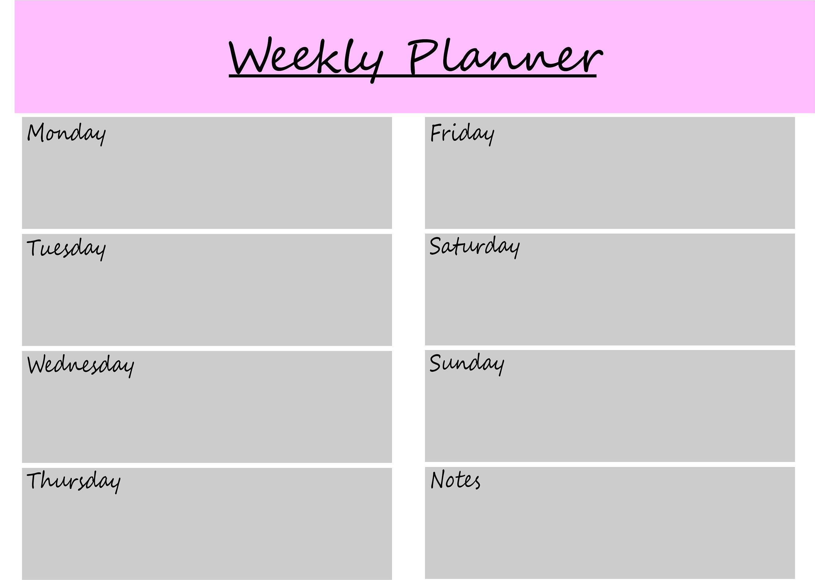 Blank Weekly Planner Printable | Etsy