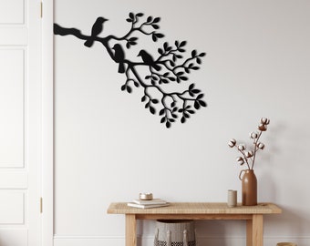 Metal Wall Decor, Birds on Branch, Home Living Room Wall Art, Metal Birds Wall Art, Metal Wall Art, Interior Decoration, Wall Hangings
