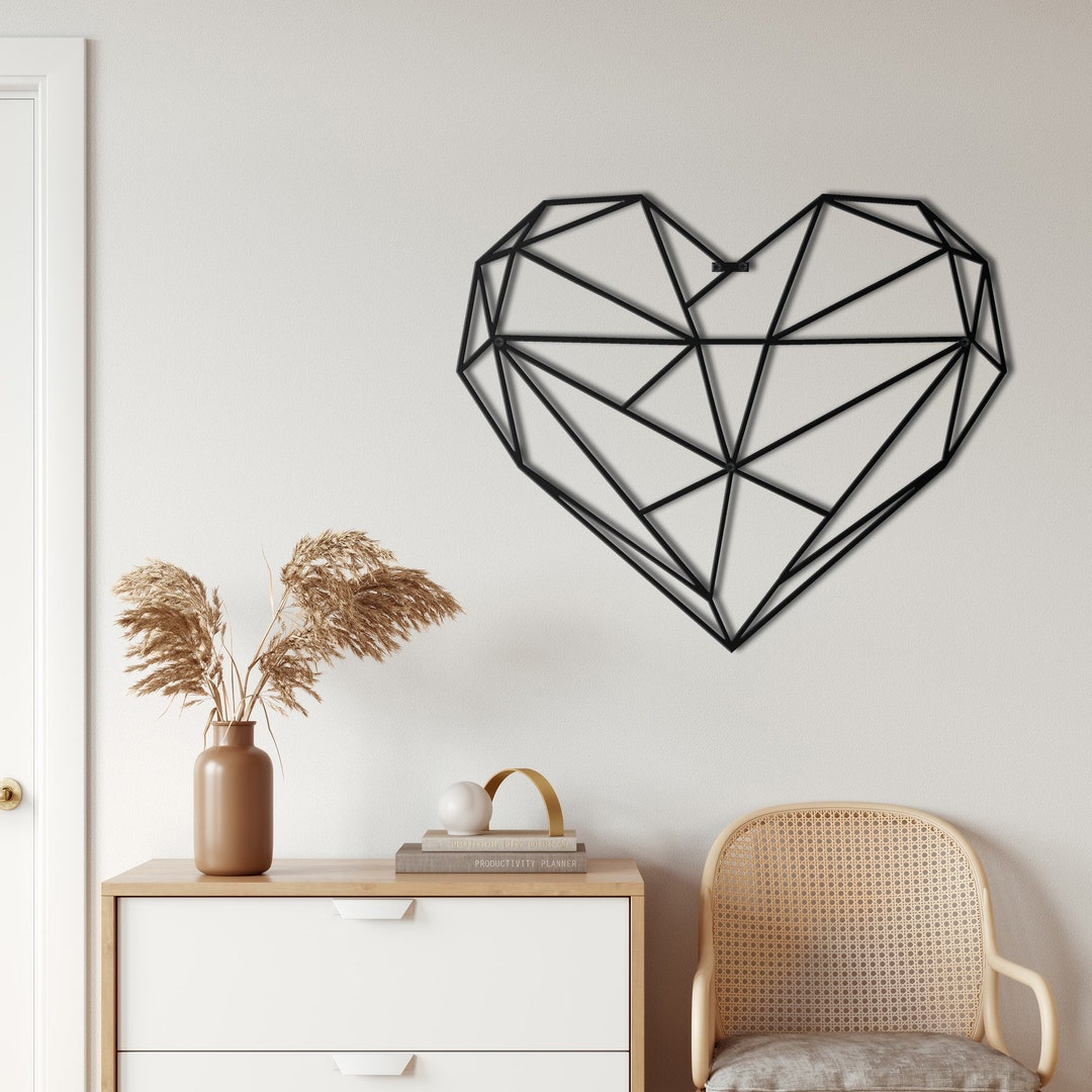 Metal Wall Art, Metal Geometric Heart, Metal Wall Decor, Interior