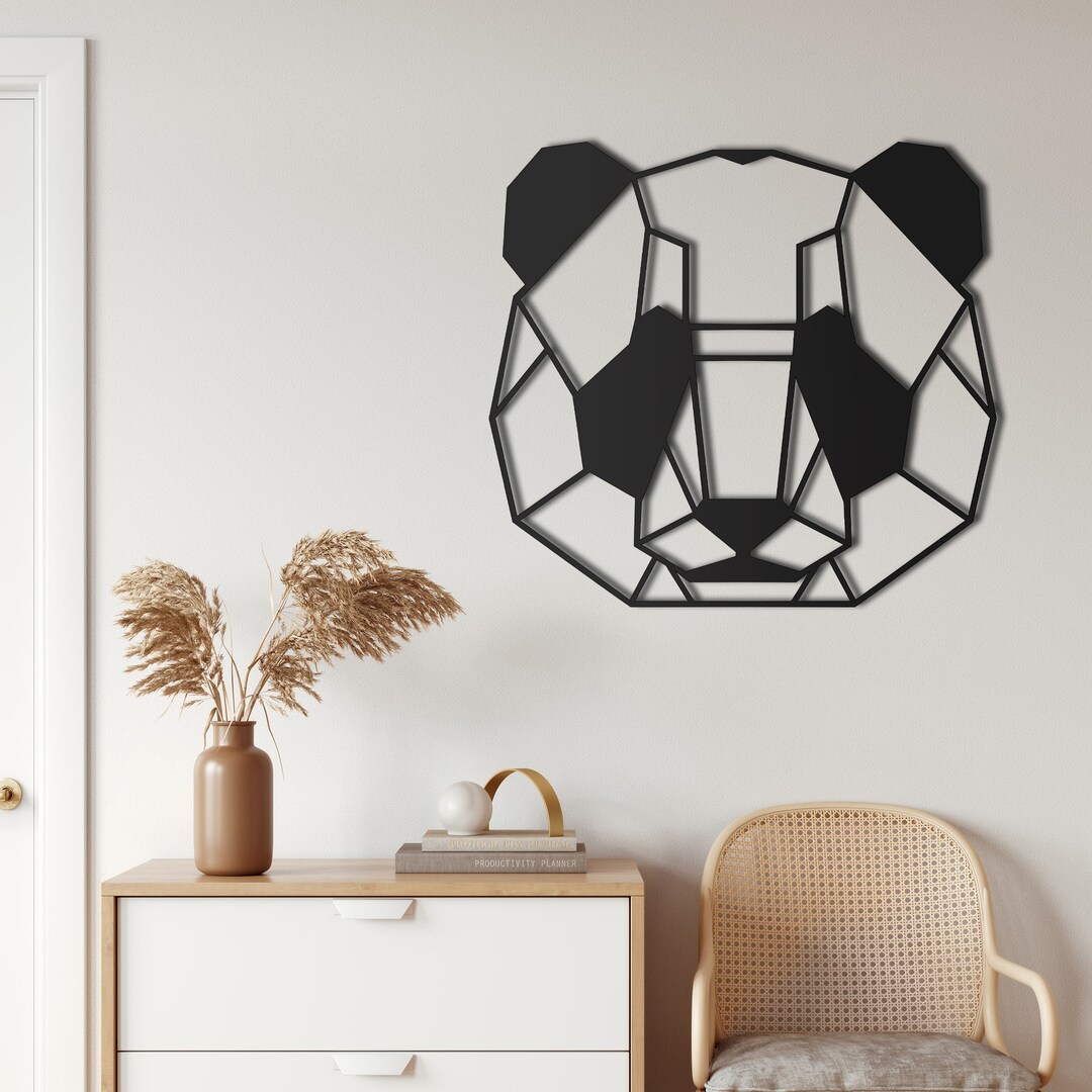 Metal Panda Head Decor, Metal Wall Decor, Animal Art, Wall Hanging ...