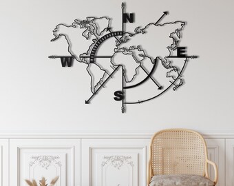 Metalen wereldkaart decor, interieur decoratie, wereldkaart kunst aan de muur, metalen wand decor, metalen wandkleden, huis woonkamer decoratie