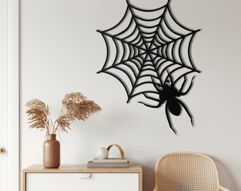 Metal Wall Art, Metal Spider Decor, Metal Wall Decor, Home Office Decoration, Spiderweb, Living Room Decoration, Metal Wall Hangings