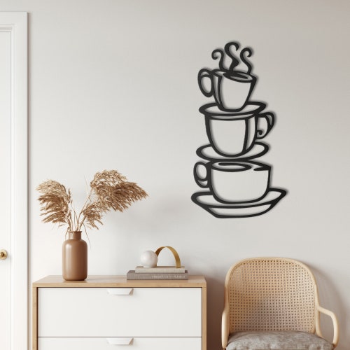 Metal Wall Art Coffee Cups Wall Decor Metal Wall Decor Etsy