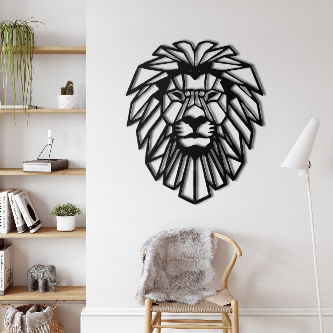 Metal Lion Head Decor Metal Wall Decor Animal Art Wall Etsy