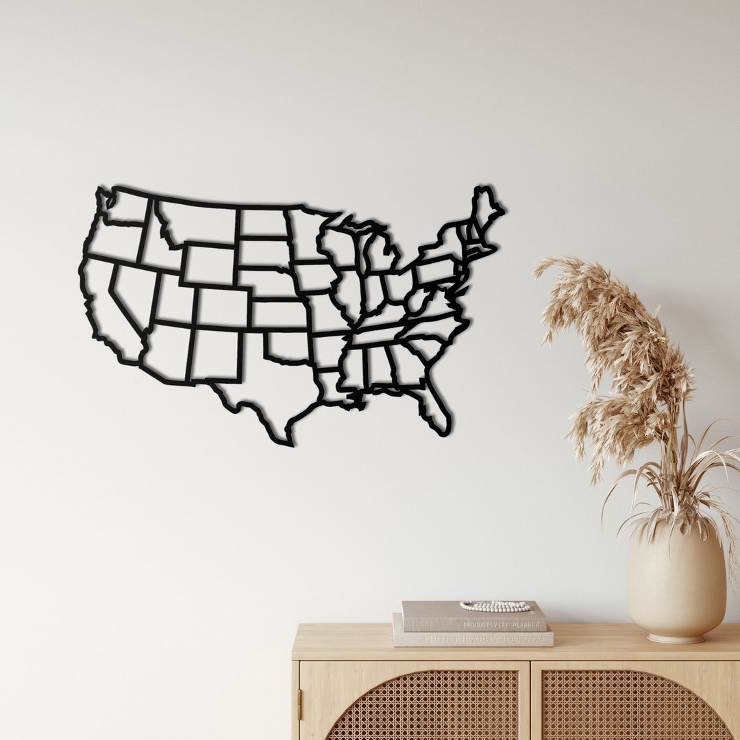 Metal USA Map, Metal World Map Wall Art, States of America Map, Home
