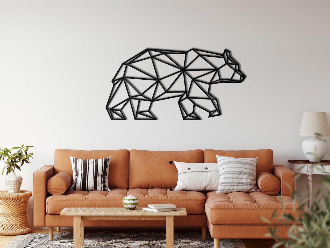 Metal Wall Decor, Metal Bear Wall Art, Geometric Bear Decor, Home