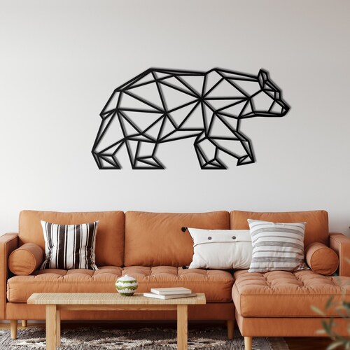 Metal Wall Art Metal Bear Decor Geometric Bear Wall Art Etsy