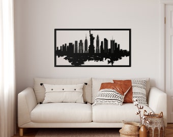 City Silhouette Wall Art, Metal Wall Hangings, New York Skyline Metal Wall Art, Metal Wall Decor, Home Living Room Decoration,