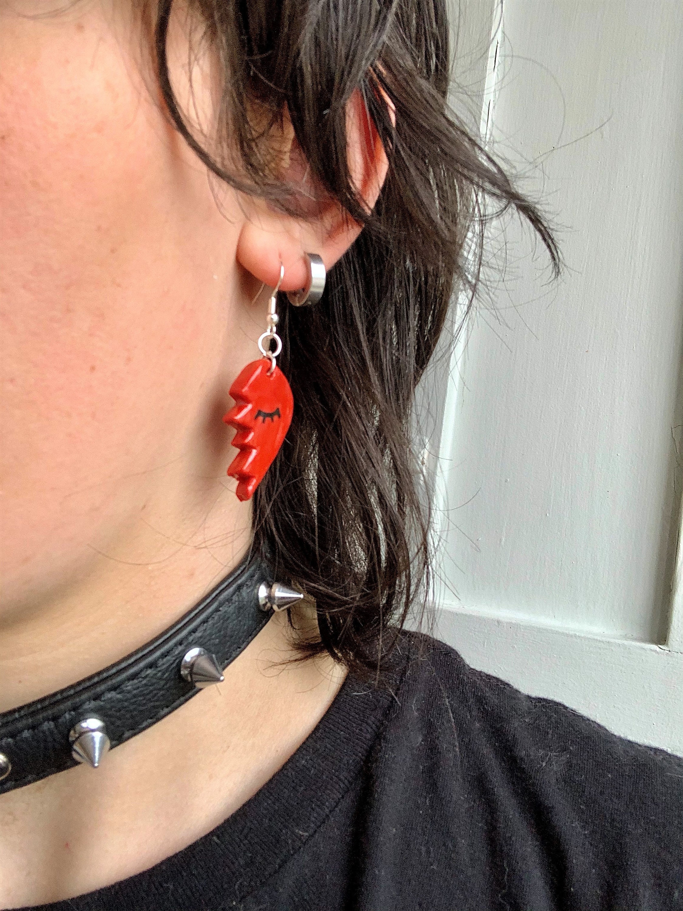 Heartbreaker Handmade Clay Emo Earrings Etsy