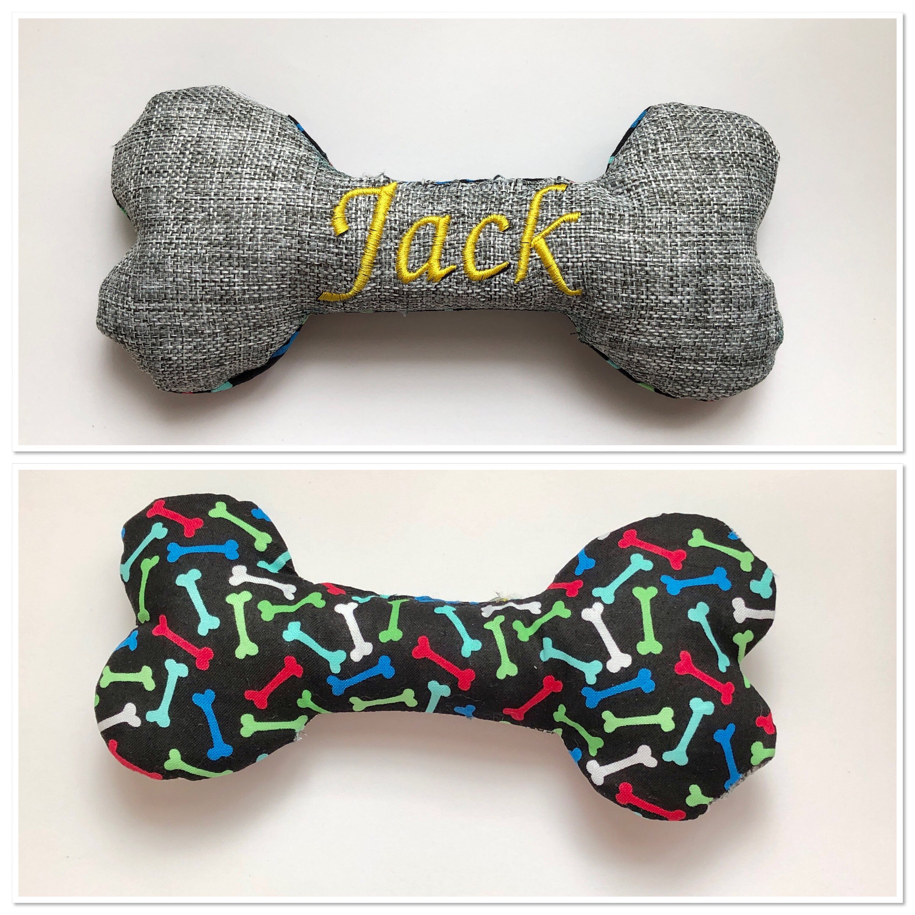 Personalized Dog Bone Shaped Toy with SqueakerHiLoft Etsy