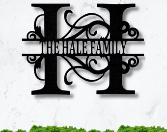 Custom Family Name Metal Signs, Split Letter Metal Wall Art, Housewarming Gift, Monogram Wall Décor, Personalized Anniversary Gift,