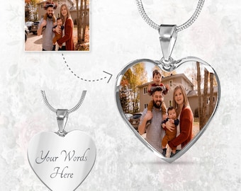 Custom Picture Necklace, Photo Pendant, Wife Necklace, Personalized Photo Heart Necklace, Custom Picture Necklace, Engraved Necklace for Her