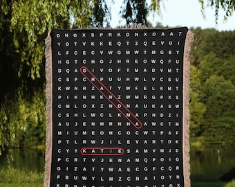 Personalized Word Search Woven Blanket, Family Name Gift