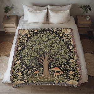 Family Tree Blanket Tree Of Life  Decor, Floral Cottagecore Gift, Botanical Throw, Housewarming Gift, Picnic Blanket, Movie Floral Blanket