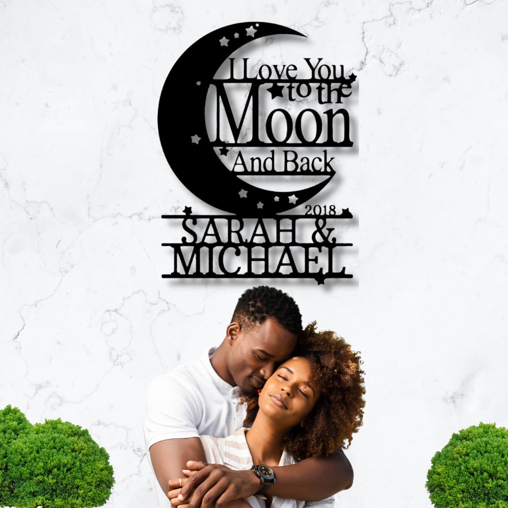 Targa In Metallo WEIMEILD Con Scritta “I Love You To The Moon And Back” – Stile Retrò 20x30cm - 2