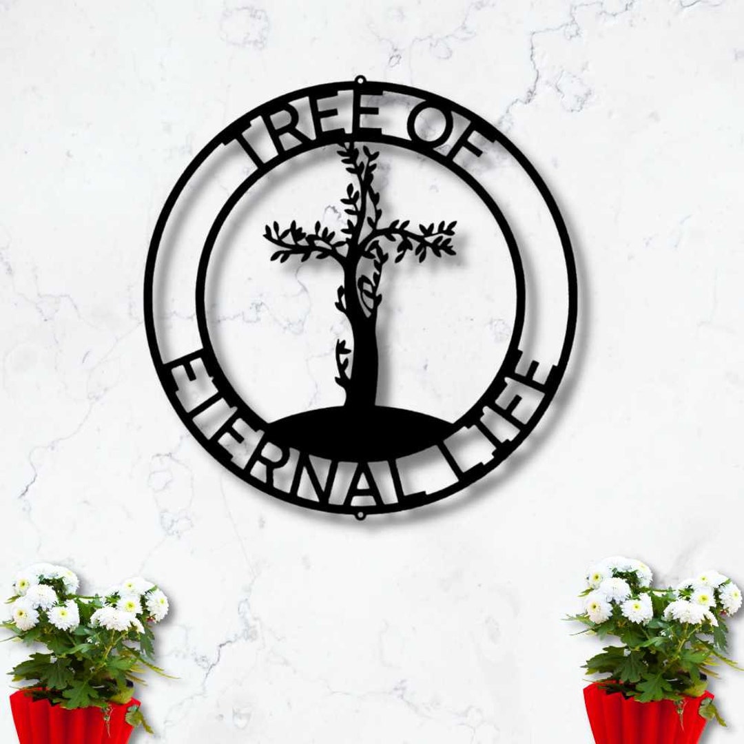 Cross Tree of Life Metal Wall Art, Last Name Wall Sign, Custom Family ...