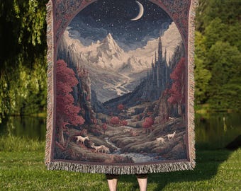 Medieval Castle Woven Blanket, Medieval Themed Throw, Wildly Woven Blanket,  Historical Tapestry, Castle Decor Gift, Fantasy Castle Blanket