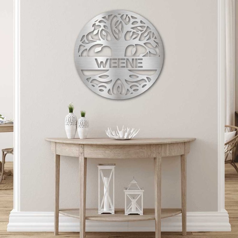 Personalized Tree of Life Metal Wall Art, Custom Family Name Metal ...