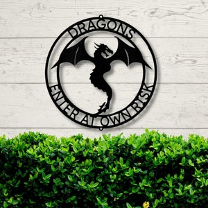 Personalized Dragon Ring Monogram, Dragon Metal Sign, Custom Dragon Name Metal Art, Hobbies Gift, Dragon Wall Décor, Boys Kids Room Décor