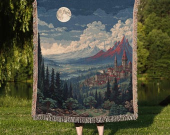 Medieval Tapestry Woven Blanket, Historical Bed Cover, Wildly Woven Blanket, Medieval Decor, Tapestry Bedspread, Renaissance Bedding Gift
