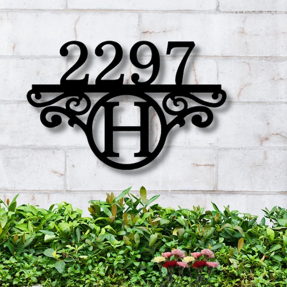 Initial Address Monogram, Metal House Number Signs, Address