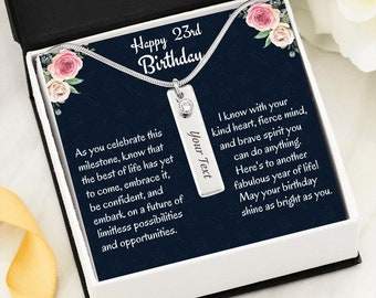 Personalized 23rd Birthday Gift, Birthstone Name Necklace