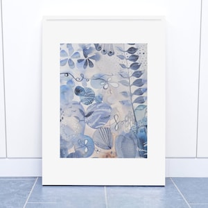 Mother’s Day Gift | Calm Indigo Blue Handmade Abstract Art | Serene Wall Decor for Mom | Unique Peaceful Boho Art | Original Painting