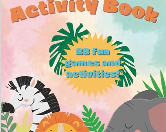 28 Kids Activities and Puzzles, coloring pages, word search, word scramble, maze, crossword, i-spy, connect the dots, digital download