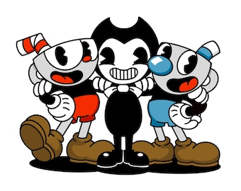 Cuphead, Mugman & Bendy Fan Art Sticker