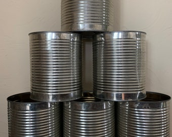 Tin cans ex large recycled/set of six /tin can alley games / pot plants / arts and crafts / ready for painting or decoupage