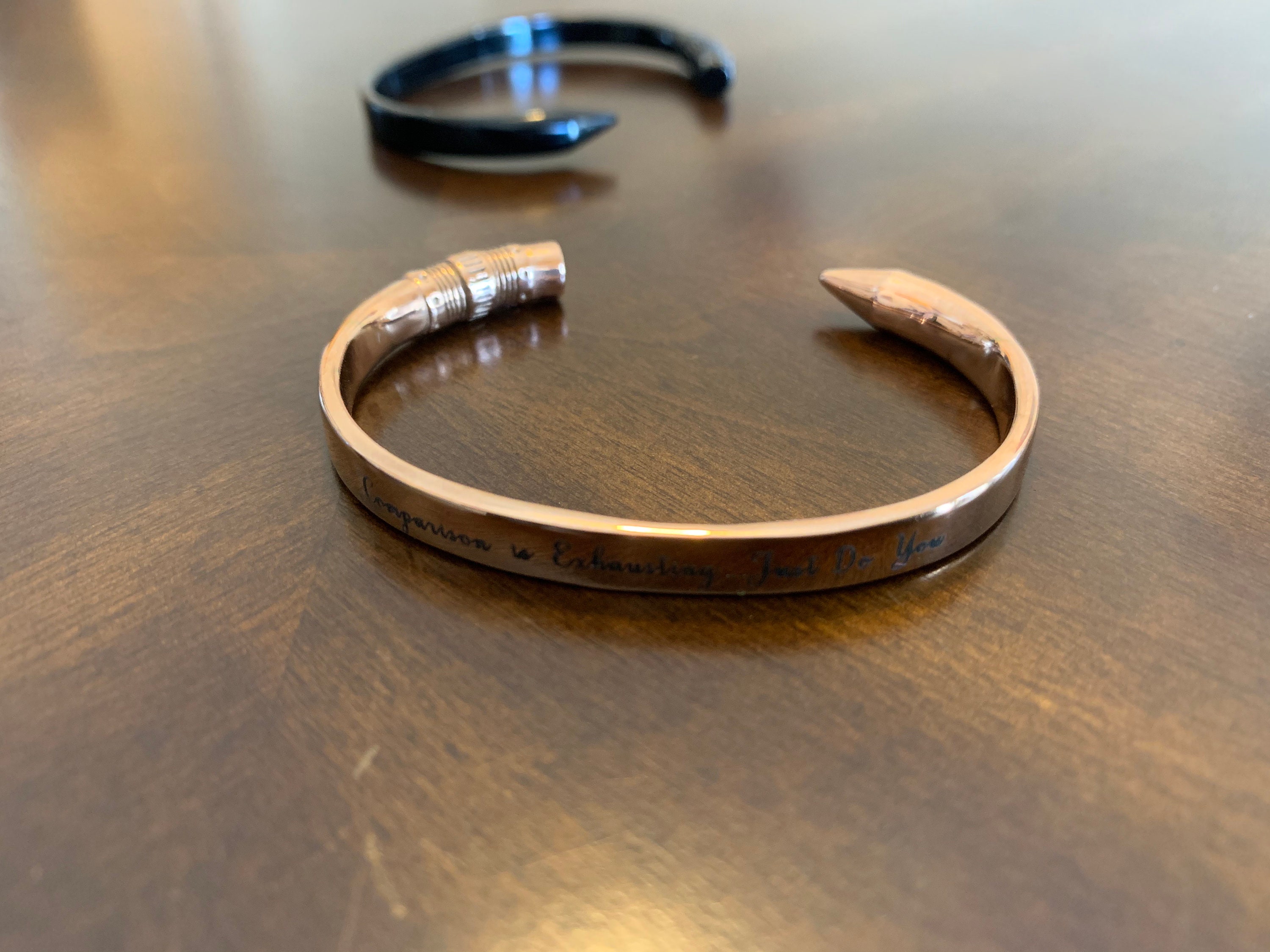 Rose Gold Pencil Cuff Bracelet Sterling Silver Etsy