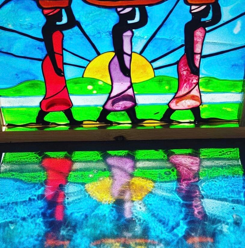 African Women Stained Glass Painting Suncatcheriron Etsy