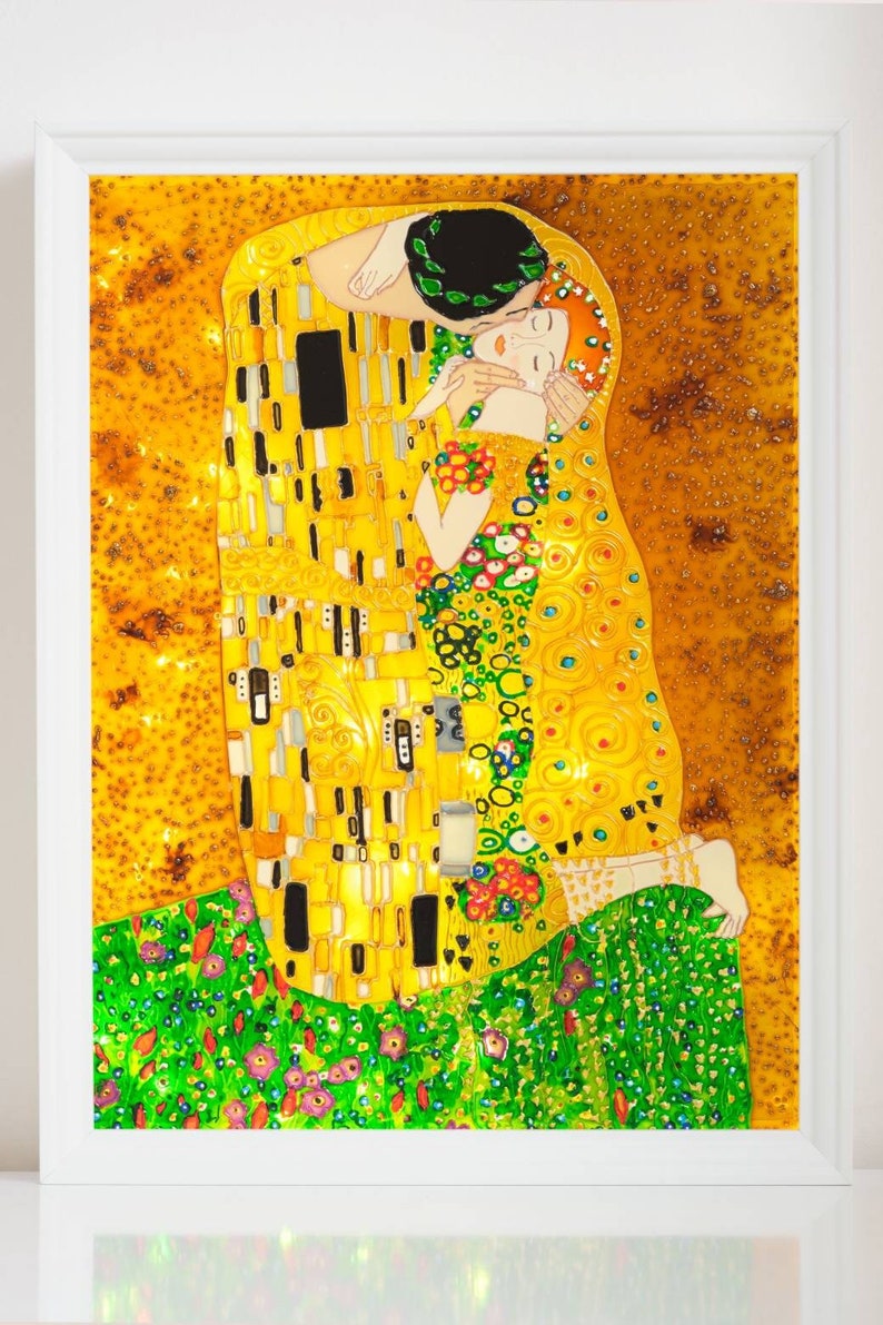 Gustav Klimt the Kissis a Transparent Stained - Etsy