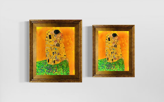 Gustav Klimt the Kiss Stained Glass Painting LED Frame - Etsy