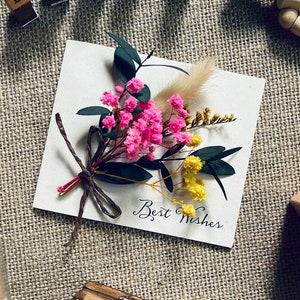 5 cartões de felicitações de flores secas artesanais, aniversário, agradecimento, presente para amantes de plantas, cartões de flores prensadas, presentes abaixo de 20 dólares, presente de amor exclusivo