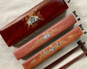 Personalize box Chopsticks 2-10 pairs (not included) for Japanese chopsticks, engraved chopsticks box, wedding favor chopsticks, meal prep