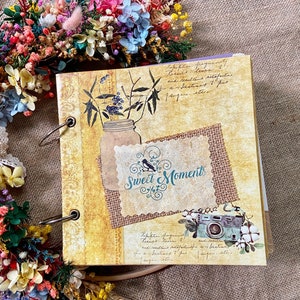 Handmade Vintage Scrapbook Album: &quot;Sweet Moments&quot; Photo Book