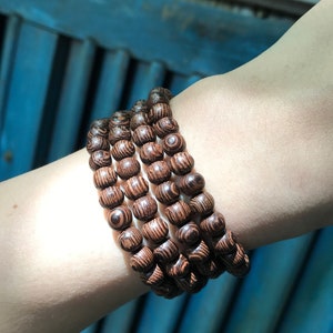 Pulseira de contas de madeira de ébano feita à mão | Colar com 108 contas, pulseira e colar feitos à mão, presentes personalizados, presente de amor exclusivo