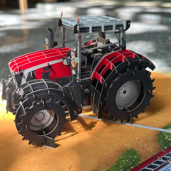 3D Pop-Up Greeting Card: Red Tractor Farm, Eco-Friendly, Surprise for Kids (Gift Under 20 usd)