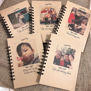 Customized notebook, kraft notebooks 5&quot;x7&quot;- 80 sheets, custom sketchbook w photo & text, kraft journal, photo notebook, anniversary notebook