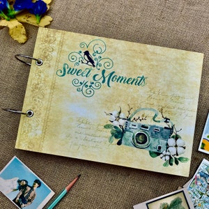 Anniversary album DIY “Sweet Moments&quot;; wedding scrapbook album, vintage photo album DIY, custom photo album scrapbook as unique love gift