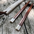 Rosewood Chopsticks with Mother of Pearl Tip, Handmade Knitting Pouch
