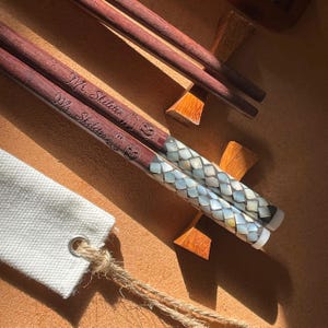 Engraved Rosewood Chopsticks: Mother of Pearl Inlay, Personalized Gift Set