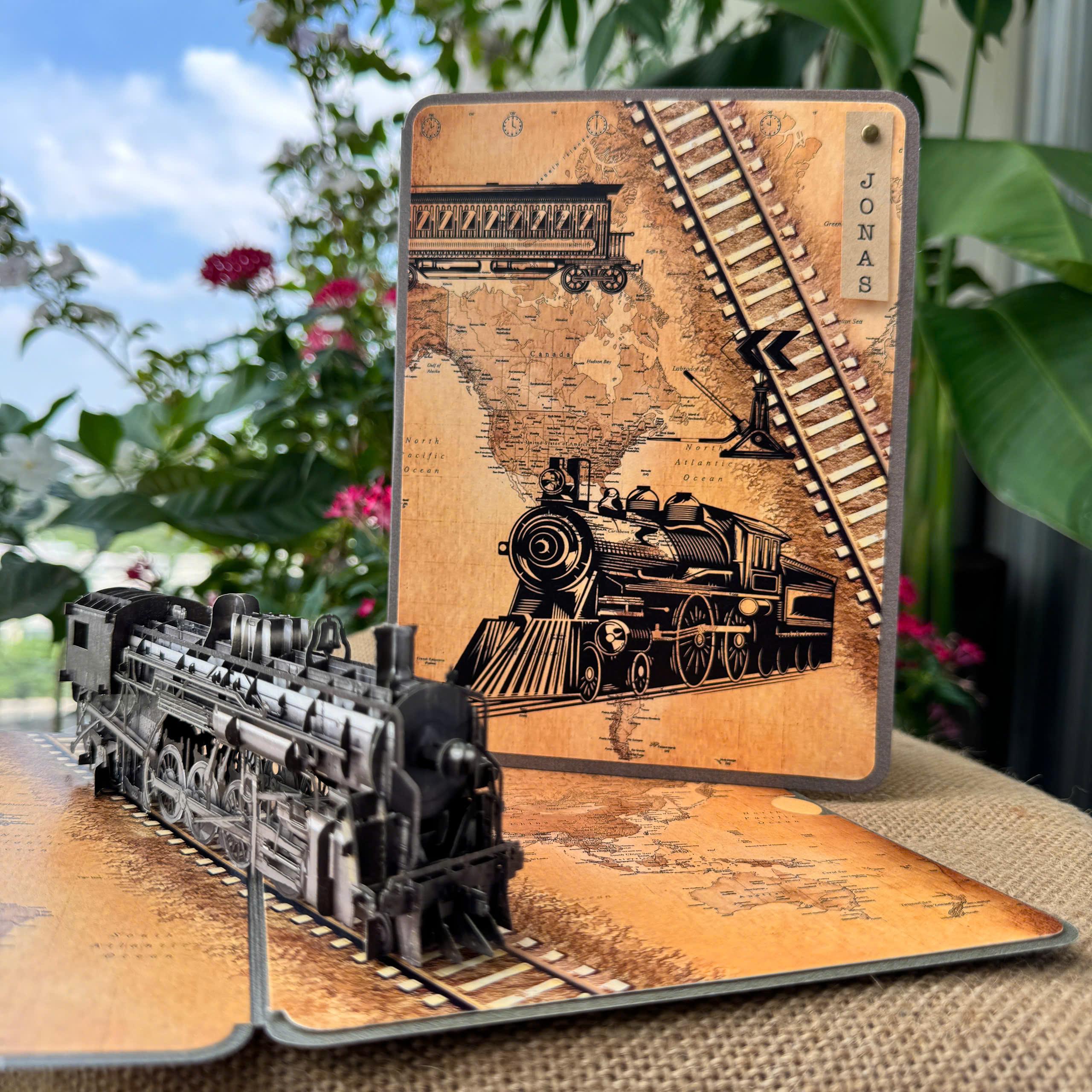 3D Pop-Up Train Card: Personalized Steam Engine Gift